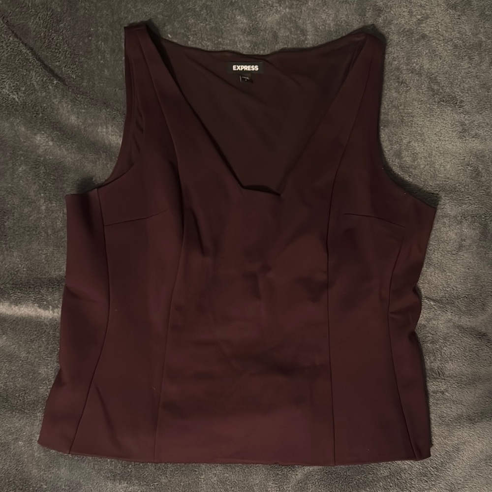 Express Women's Burgundy Sleeveless Top